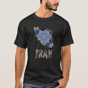Camiseta Mapa do Irã cheio de um lindo padrão persa