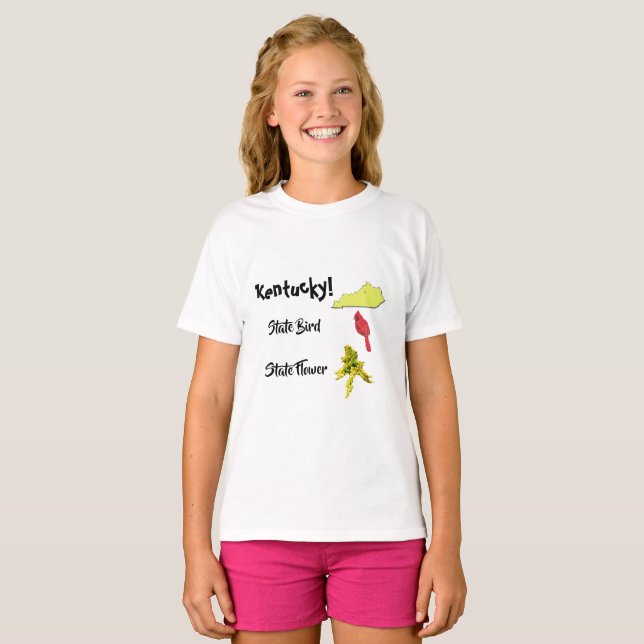 Camiseta Mapa do Kentucky Estado Ave & Flor (Frente Completa)