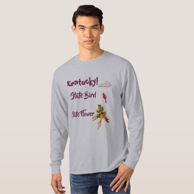 Camiseta Mapa do Kentucky Estado Ave & Flor (Frente Completa)