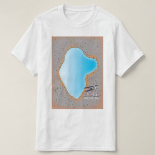 Camiseta Mapa do Lago Céu na Coreia do Norte e na China
