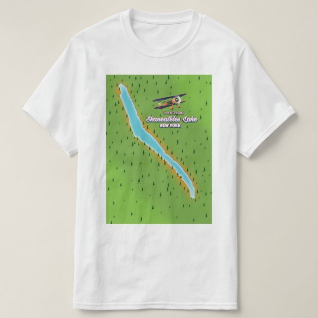 Camiseta mapa do lago de Skaneateles de nova iorque (Frente do Design)