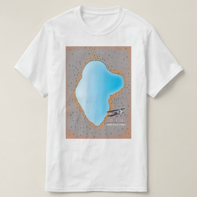 Camiseta Mapa do Lago do Céu Coreia do Norte & China (Frente do Design)