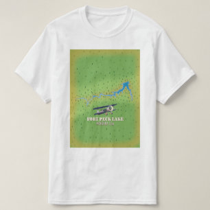 Camiseta Mapa do Lago Fort Peck Montana EUA