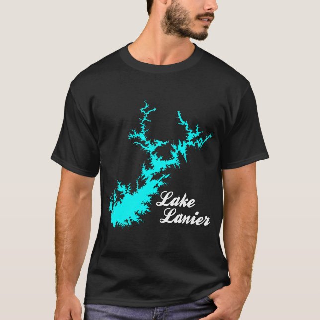 Camiseta Mapa do Lago Lanier Geórgia com Letra (Frente)