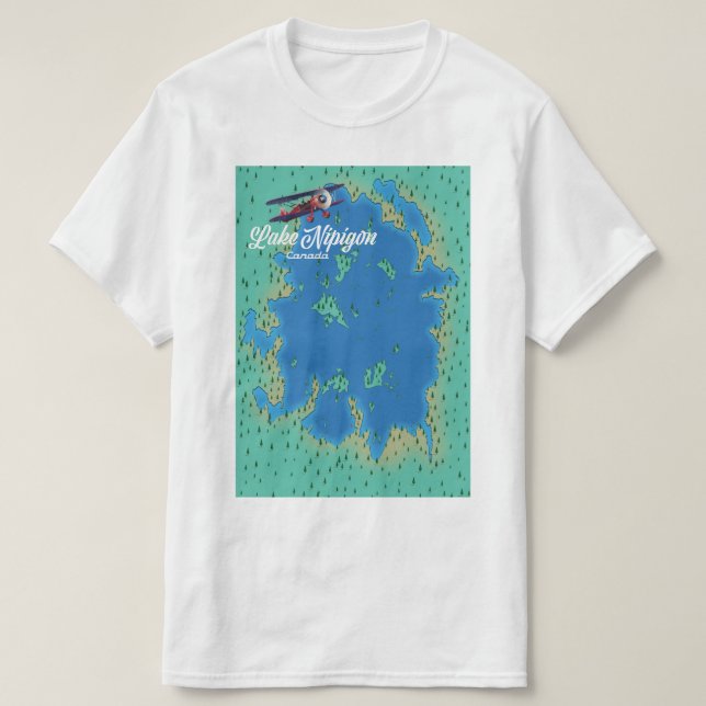 Camiseta Mapa do Lago Nipigon no Canadá (Frente do Design)