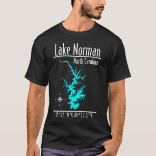 Camiseta Mapa do Lago Norman Carolina do Norte
