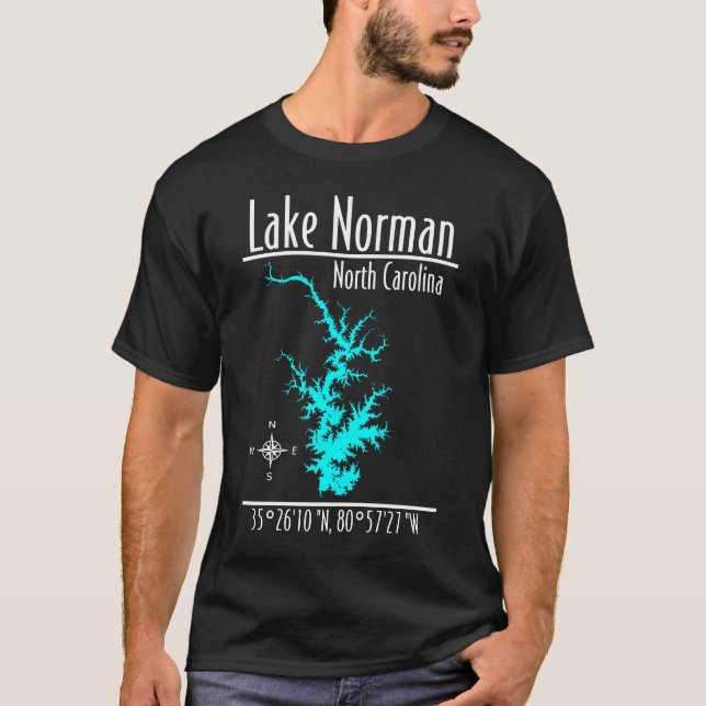 Camiseta Mapa do Lago Norman Carolina do Norte (Frente)