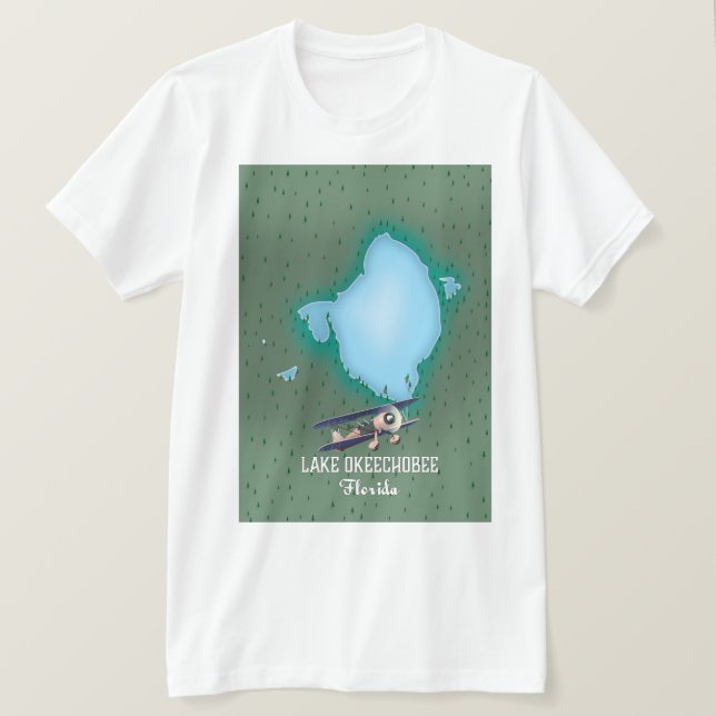 Camiseta Mapa do Lago Okeechobee na Flórida. (Frente do Design)