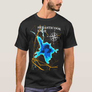 Camiseta Mapa do Lago Sebasticook, Nature Lover Souvenir