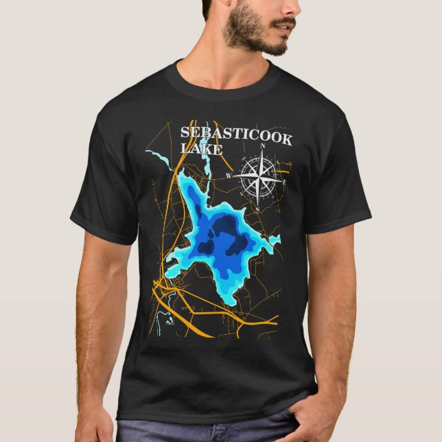 Camiseta Mapa do Lago Sebasticook, Nature Lover Souvenir (Frente)
