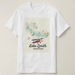 Camiseta mapa do lago Zurique Suíça