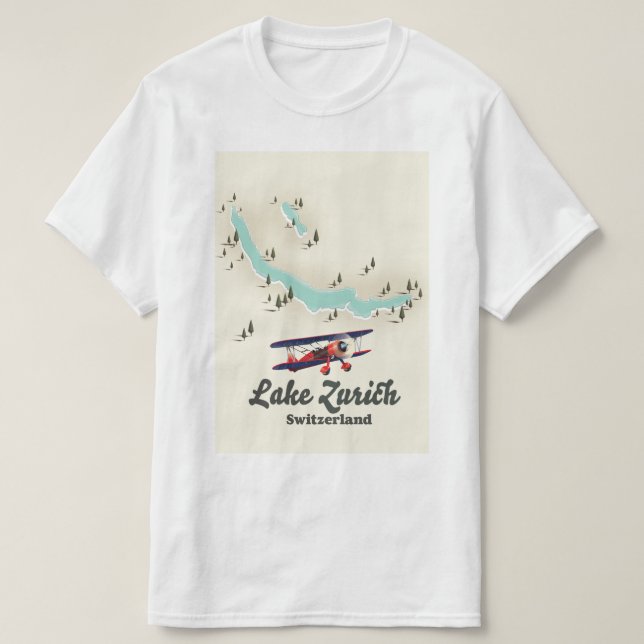 Camiseta mapa do lago Zurique Suíça (Frente do Design)