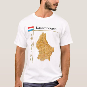 Camiseta Mapa do Luxemburgo + Sinalizador + Título T-Shirt