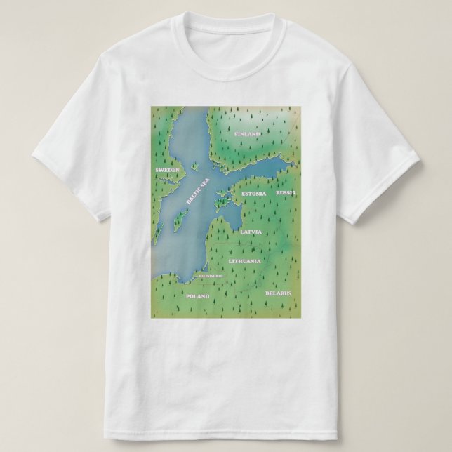 Camiseta Mapa do Mar Báltico (Frente do Design)