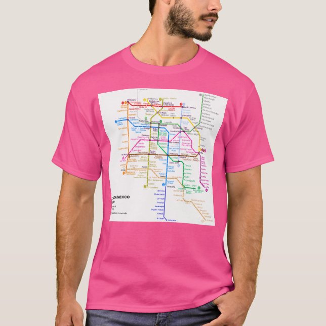 Camiseta Mapa do Metro da Cidade do México (Frente)