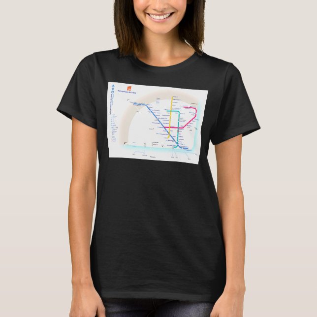 Camiseta Mapa do Metrô de Lisboa em Portugal (Frente)