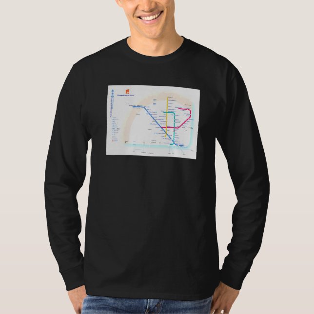 Camiseta Mapa do Metrô de Lisboa Portugal T (Frente)