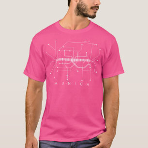 Camiseta Mapa do Metrô de Munique - Monocromático - Branco 