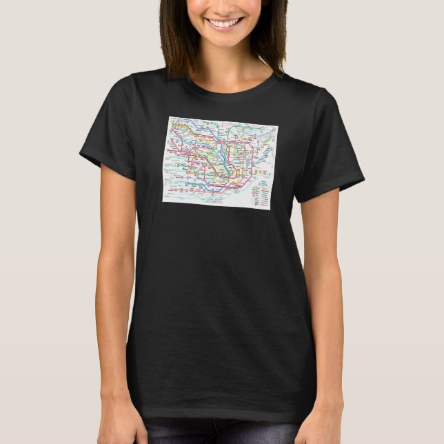 Camiseta Mapa do metrô de Tóquio no Japão (Frente)