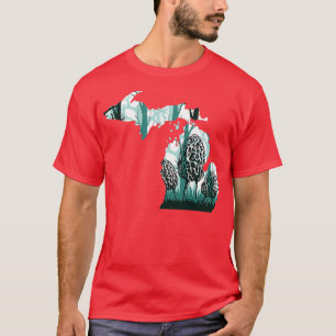 Camiseta Mapa do Michigan - Caça ao Mushroom Morel