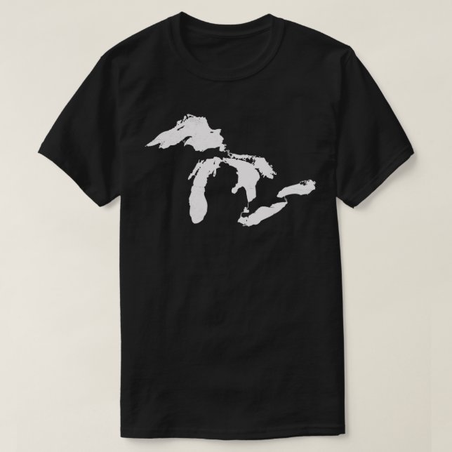 Camiseta Mapa do Michigan - Excelente Lagos Midwest Mitten  (Frente do Design)