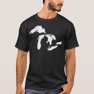 Camiseta Mapa do Michigan - Excelente Lagos Midwest Mitten