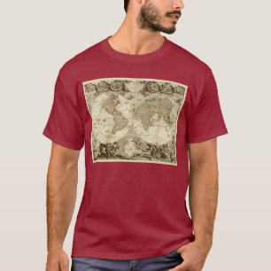 Camiseta Mapa do mundo 1708 por Jean Baptiste Nolin
