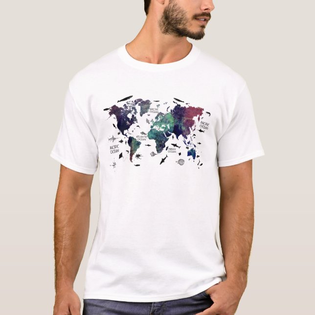 Camiseta mapa do mundo 7 (Frente)