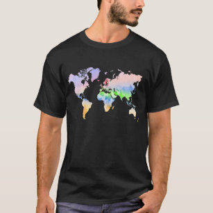 Camiseta Mapa do mundo amarrotado Multi-Colorido