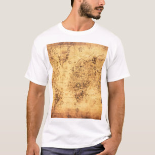 Camiseta Mapa do Mundo Antigo: Vintagem do Pergaminho Armaz