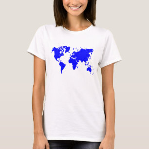 Camiseta Mapa do mundo - azul