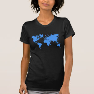 Camiseta Mapa do mundo - azul bebé