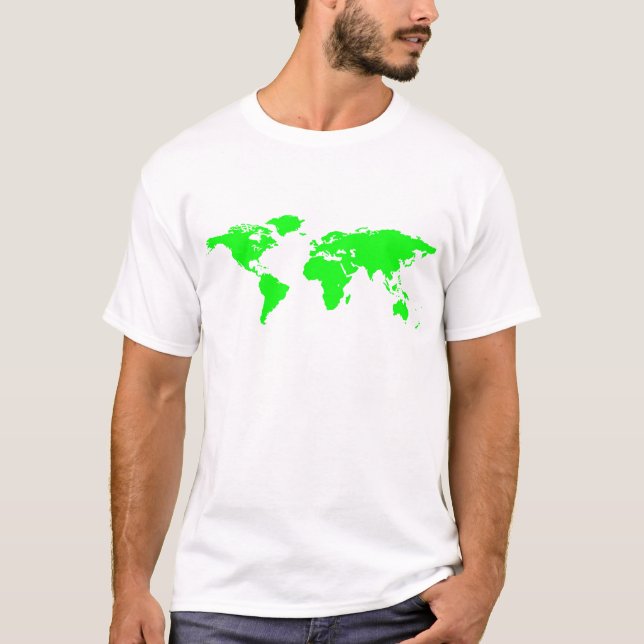 Camiseta Mapa do Mundo Branco Verde (Frente)