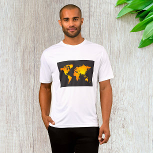 Camiseta Mapa do mundo brilhante em laranja e amarelo