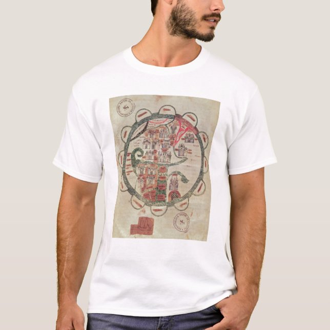 Camiseta Mapa do mundo com o Jerusalem no centro (Frente)