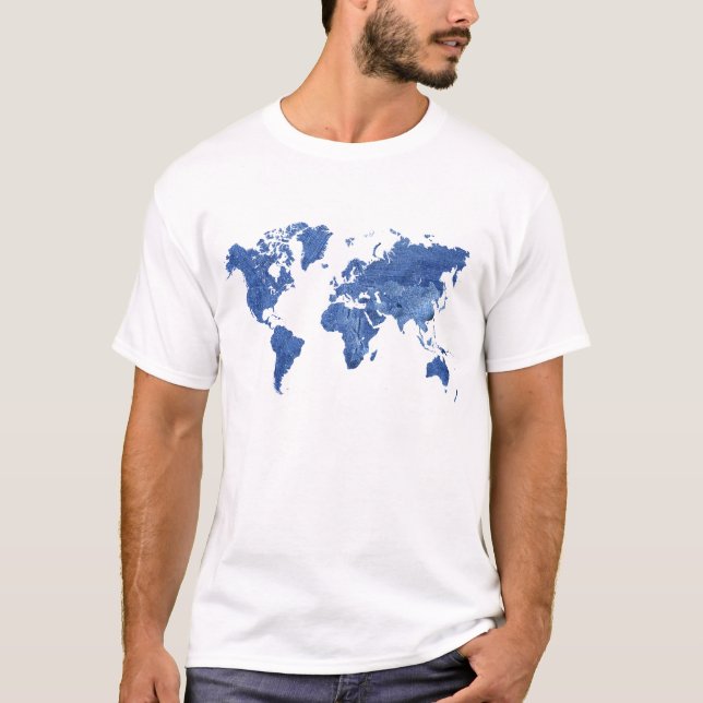 Camiseta Mapa do mundo da sarja de Nimes (Frente)