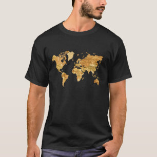 Camiseta Mapa do mundo de madeira
