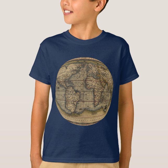 Camiseta Mapa do mundo de Ortelius (Frente)
