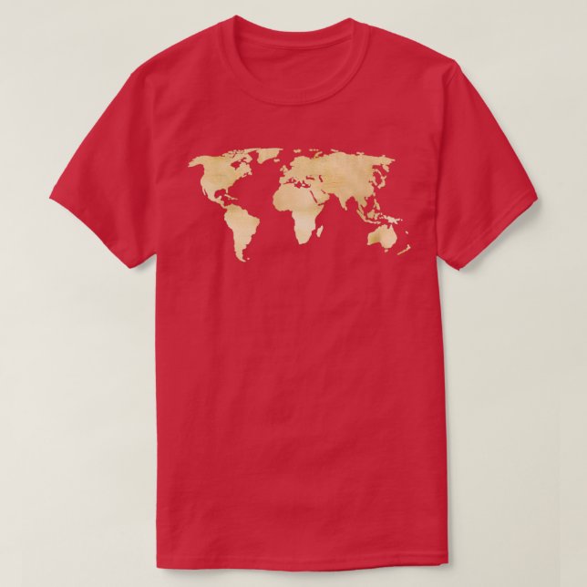 Camiseta Mapa do Mundo Dourado (Frente do Design)