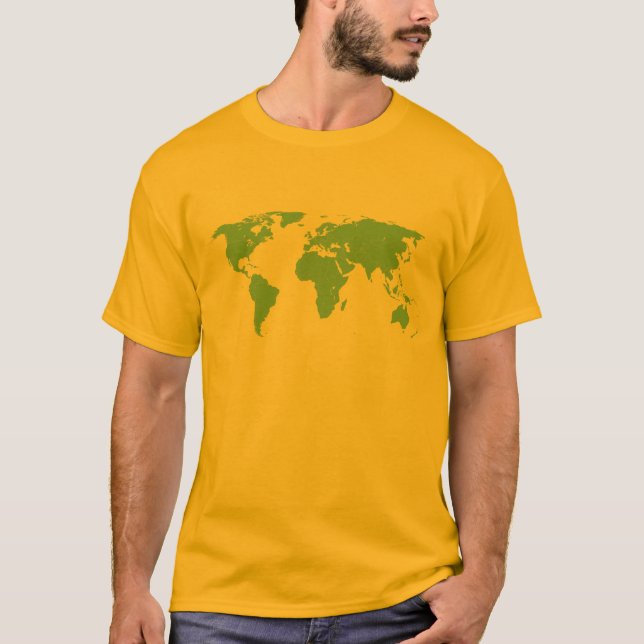 Camiseta Mapa do mundo verde com t-shirt dos países (Frente)