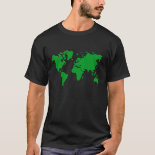 Camiseta Mapa do mundo - verde de grama