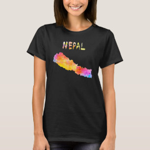 Camiseta Mapa do Nepal Mapa colorido Nepali Ilustração aqua