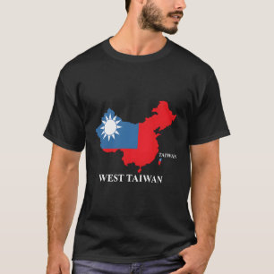 Camiseta Mapa do oeste de Taiwan define China como oeste de