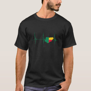 Camiseta Mapa do Orgulho Benim Beninese Flag Hearbeat E