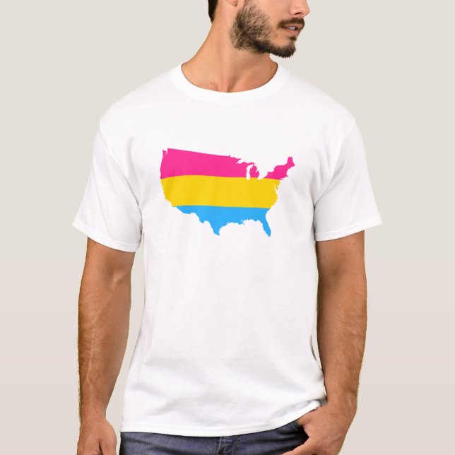 Camiseta Mapa do orgulho de pansexualidade americano T-Shir (Frente)