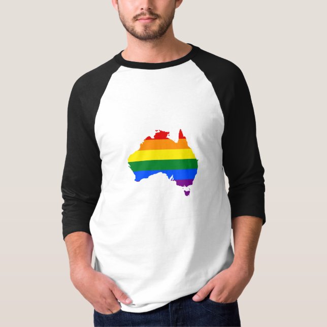 Camiseta Mapa do orgulho do arco-íris LGBT na Austrália (Frente)