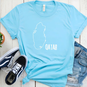 Camiseta Mapa do País Catar Linha Fronteira Qatari Fronteir