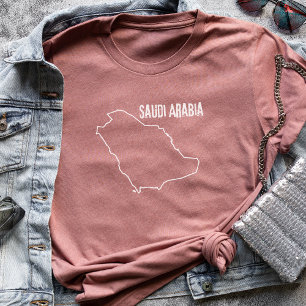Camiseta Mapa do País da Arábia Saudita Forma da Linha Árab