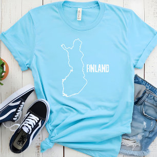Camiseta Mapa do País da Finlândia - Linha Fronteiriça da F