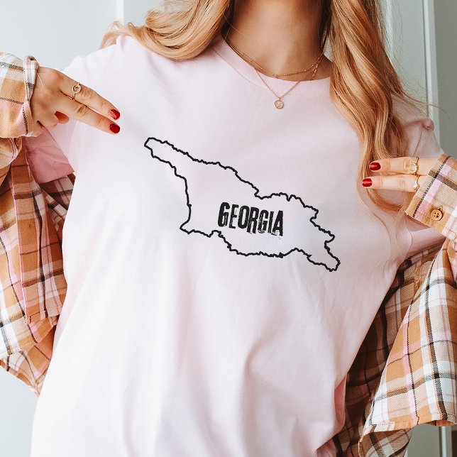Camiseta Mapa do país da Geórgia Descreve Linha Fronteiriça (Criador carregado)